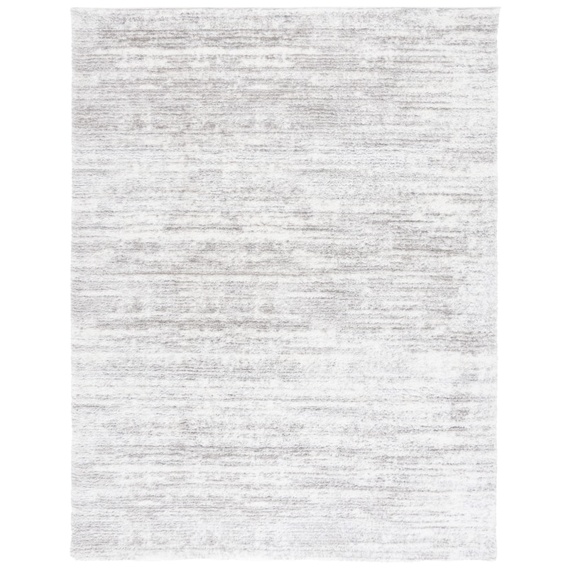 SAFAVIEH Tahoe Shag Yaprak Abstract 1.2-inch Thick Rug - 10' x 13' - Ivory/Grey - Rectangle