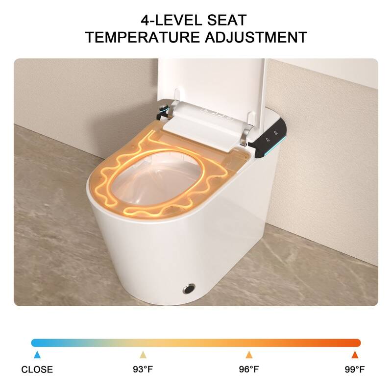 1-Piece 1.28 GPF Auto Single Flush Elongated Bidet Toilet Smart Toilet in White