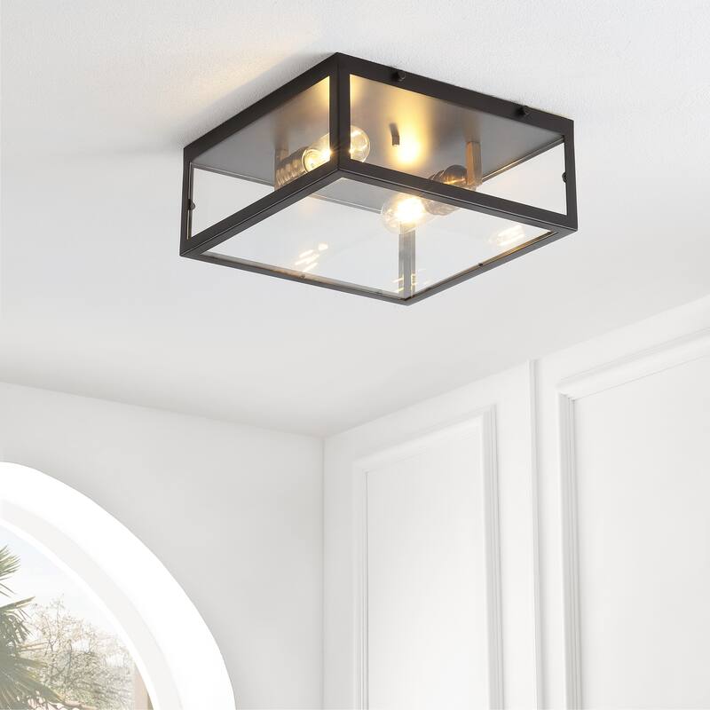 Alma 12" Metal/Glass LED Flush Mount, by JONATHAN Y