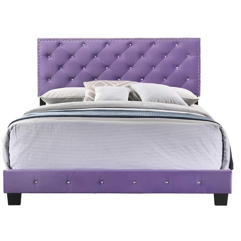 Purple Queen Bed with Vibrant Finish, Spacious Frame and Sturdy Construction for Stylish Modern Bedroom Comfort