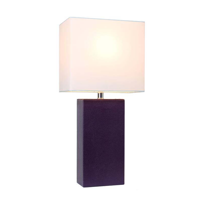 Elegant Designs 21" Modern Leather Wrapped Table Lamp, With LED Bulb