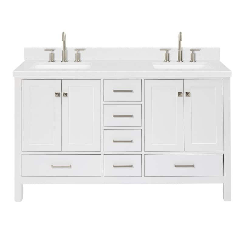 Ariel A060DCQRVO Cambridge 60" Free Standing Double Basin Vanity Set