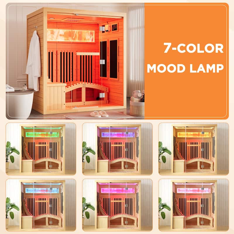 Hemlock Infrared Sauna with Red Light Therapy - Beauty Lamp & 15-Min Fast Warm-Up