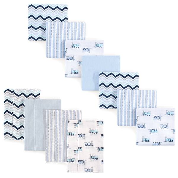 slide 1 of 1, Luvable Friends Infant Boy Cotton Flannel Burp Cloths and Receiving Blankets, 11-Piece, Train, One Size - Train - One Size One Size - Train