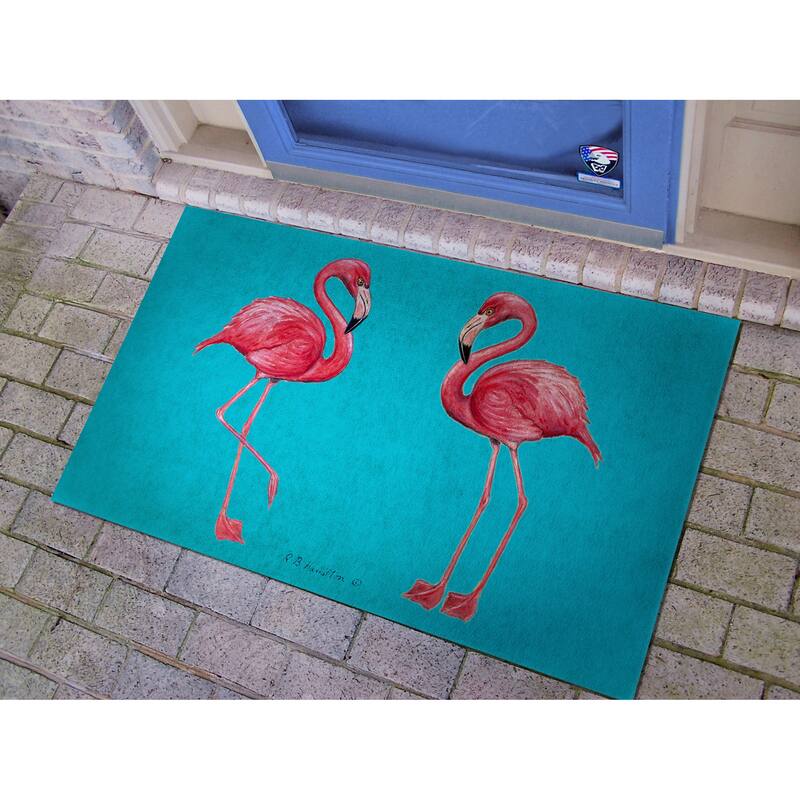 Betsy Drake Coastal Flamingo Door Mat