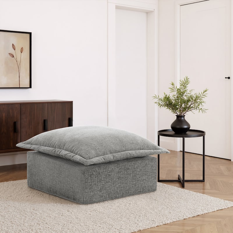31.7"W Oversized Chenille Upholstered No Assembly Square Ottoman