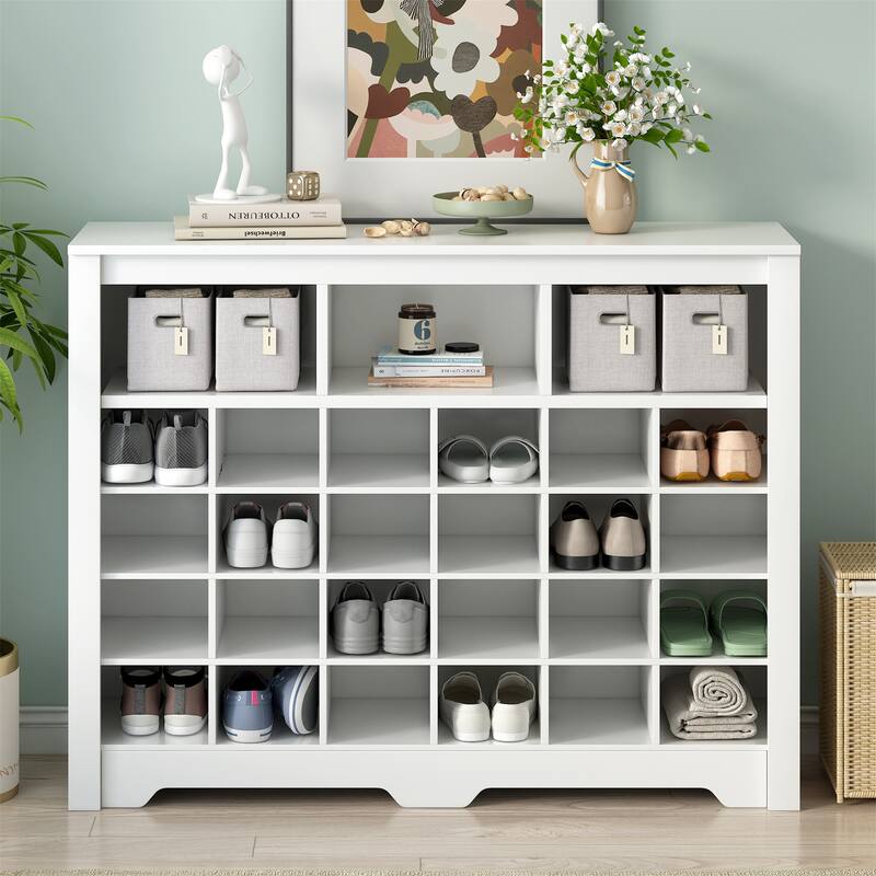 Sleek Design 24 Shoe Cubby Console for Bedroom