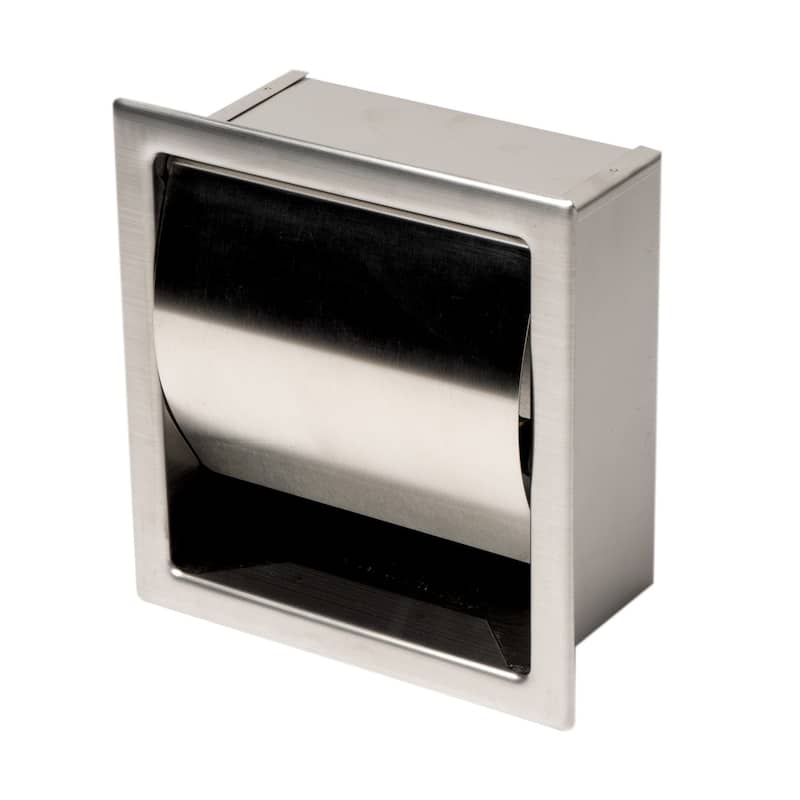 ABTP77-BSS Brushed Stainless Steel Recessed Toilet Paper Holder with Cover - Grey