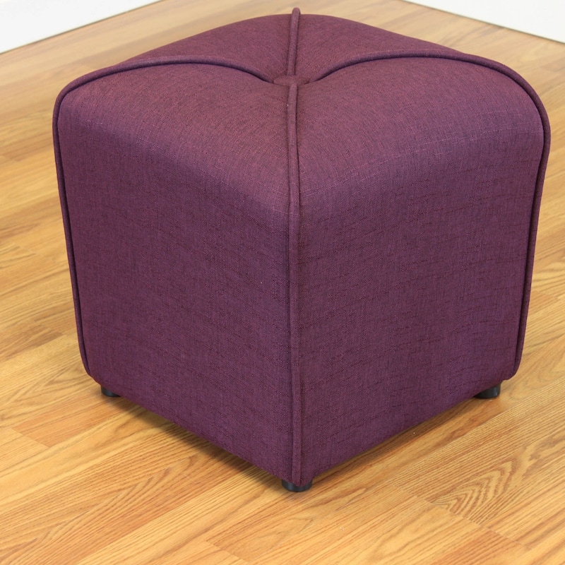 Sopri Upholstered Cube Modern Ottoman - Wine Red