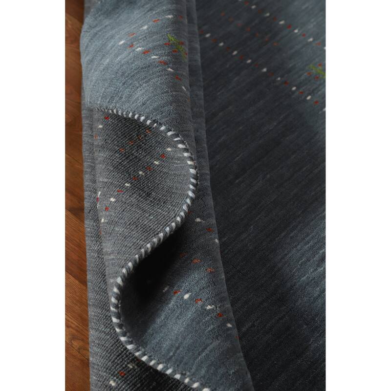 Hand Knotted Oriental 100% Wool Carpet Tribal Tribal Greys & Charcoal Gabbeh Area Rug - 5' 10'' X 3' 11''