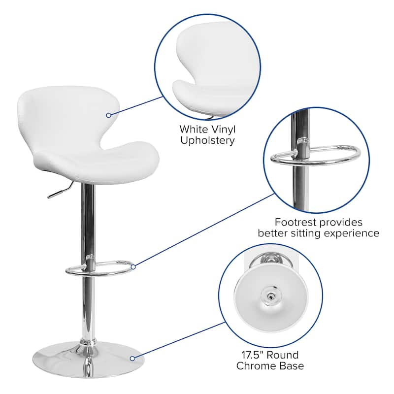Modern Low-back Height-adjustable Chrome/Vinyl Barstools (Set of 2)