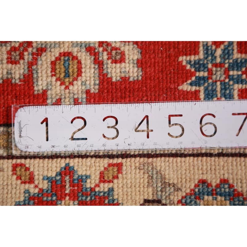 Red Kazak Oriental Foyer Rug Geometric Handmade Wool Carpet - 2'0"x 3'0"