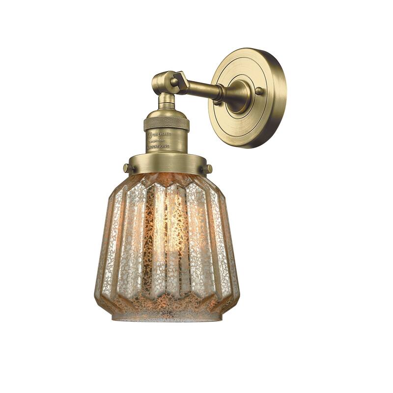 Innovations Lighting Chatham Single Light 12" Tall Bathroom Sconce - Antique Brass / Clear
