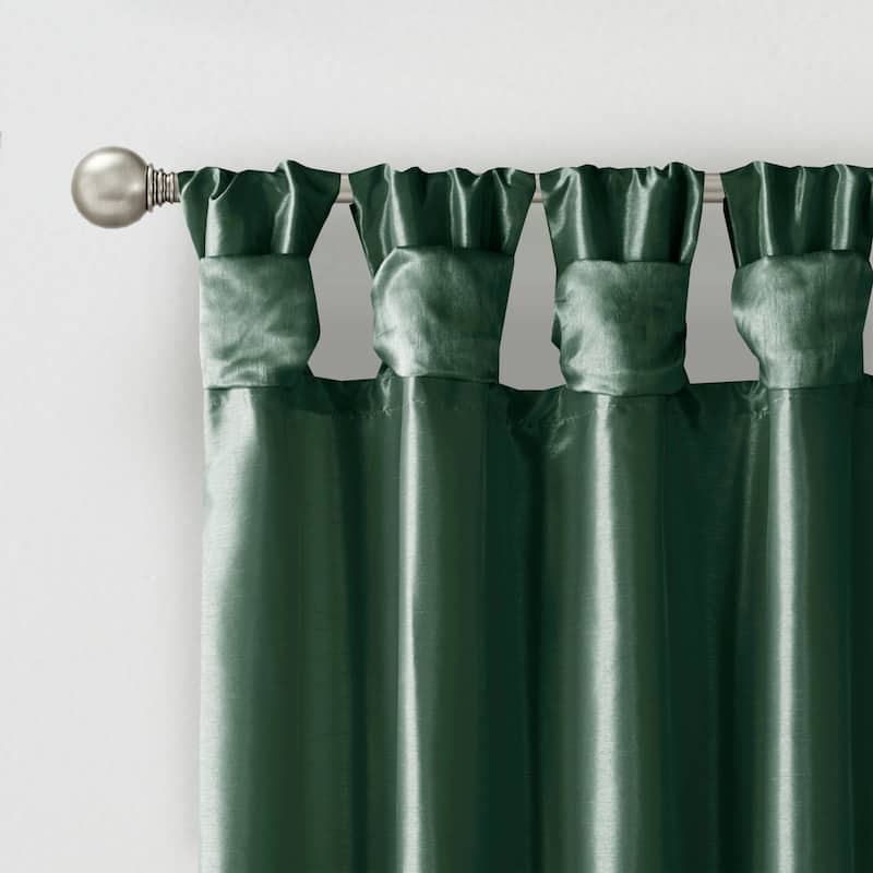 Twist Tab Lined Window Curtain Panel Green - Green