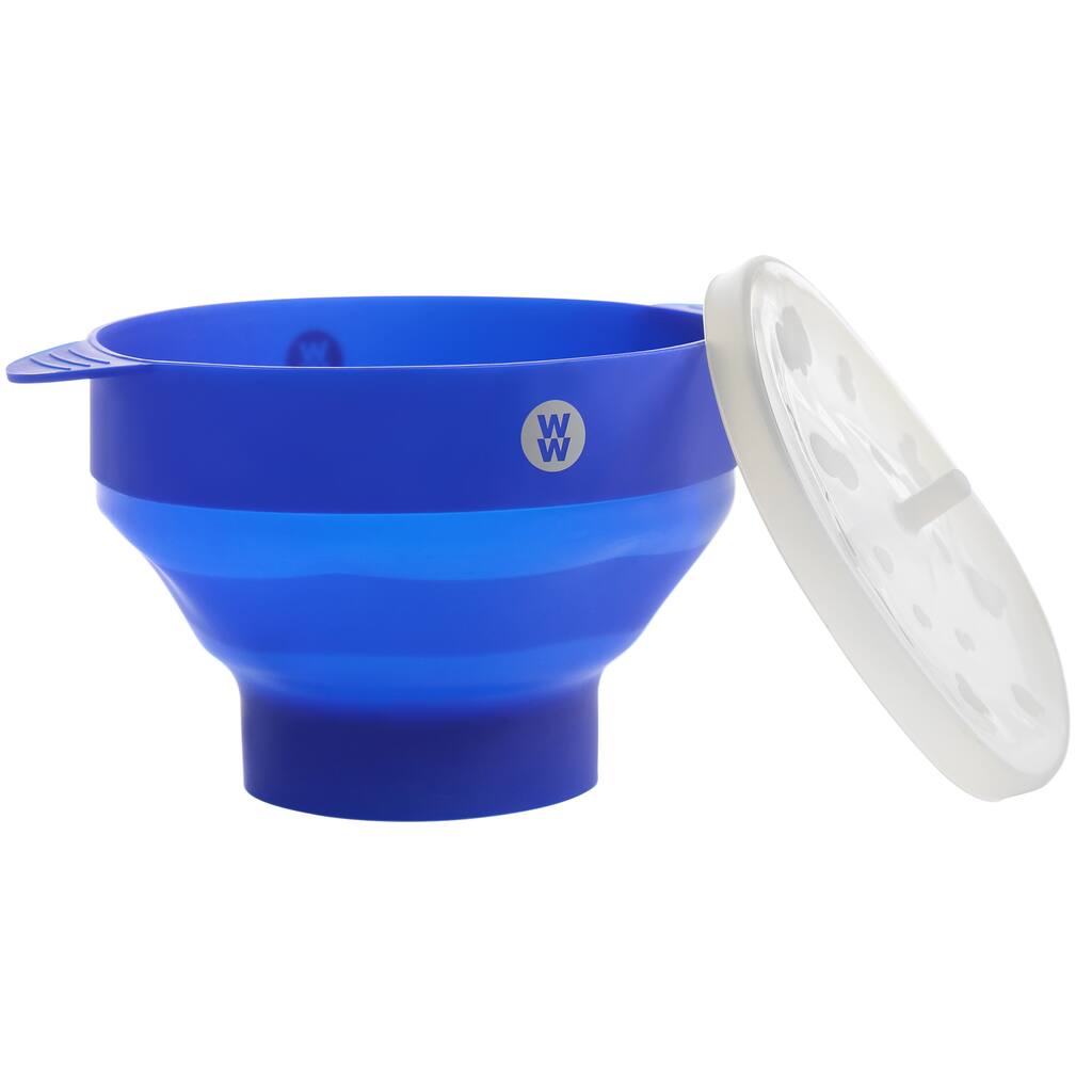 WW Healthy Kitchen 2 Piece Silicone Microwave Popcorn Popper in Blue - 80 Ounce