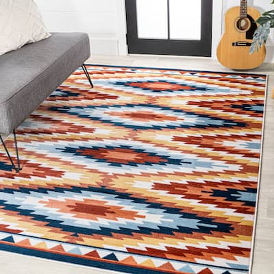 JONATHAN Y Flow High-Low Two-Tone Monstera Leaf Area Rug