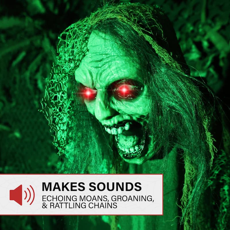 Haunted Hill Farm Lifesize Animatronic Zombie with Chains with Lights and Sound