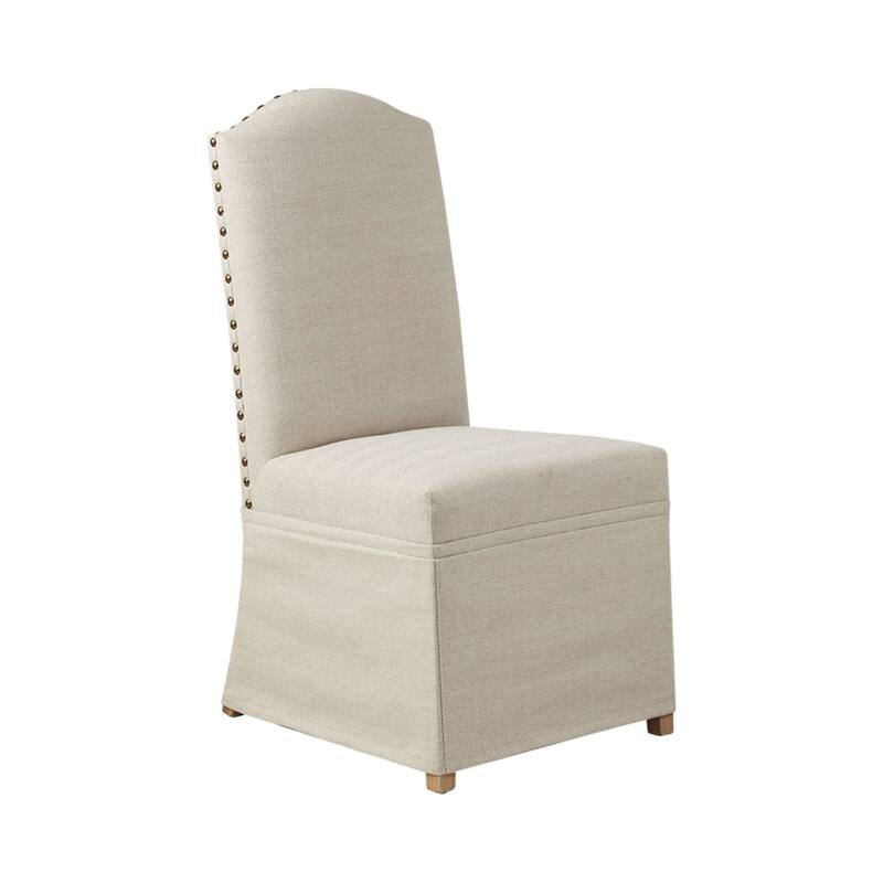 Madison Park Capa Beige Set of 2 High Back Dining Chairs with Skirts
