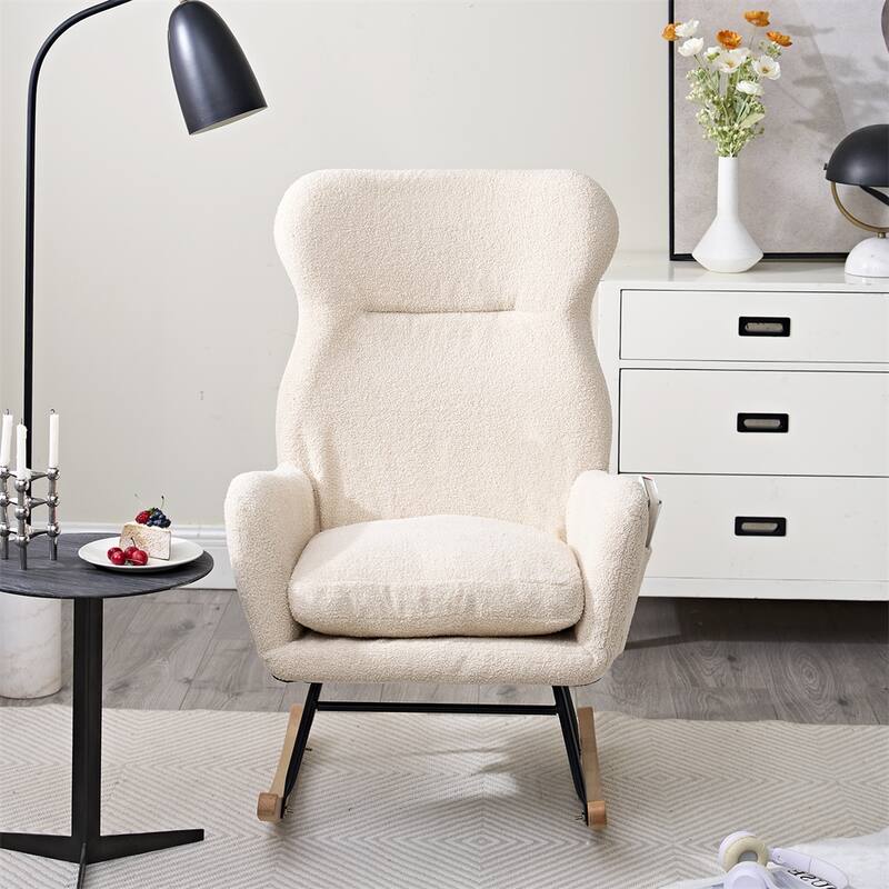 Rocking Chair with High Backrest,Comfort Arm Rocker,Lounge Armchair