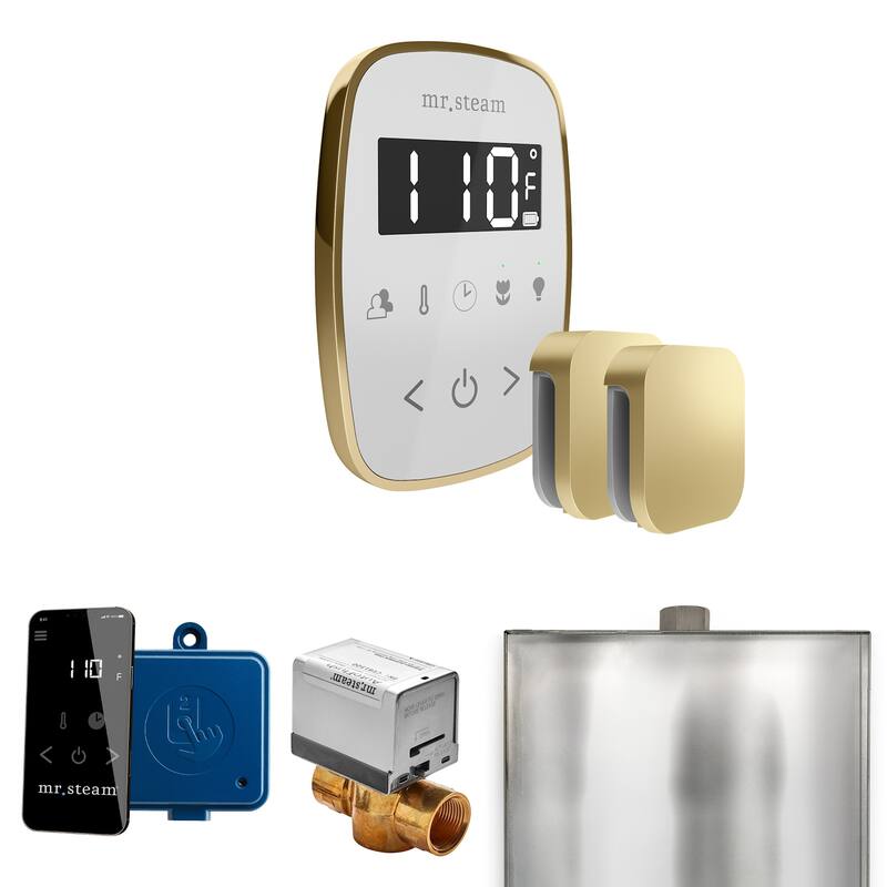 Mr Steam BFX Butler Flex Max Package Steam Shower Control Package with - White / Satin Brass