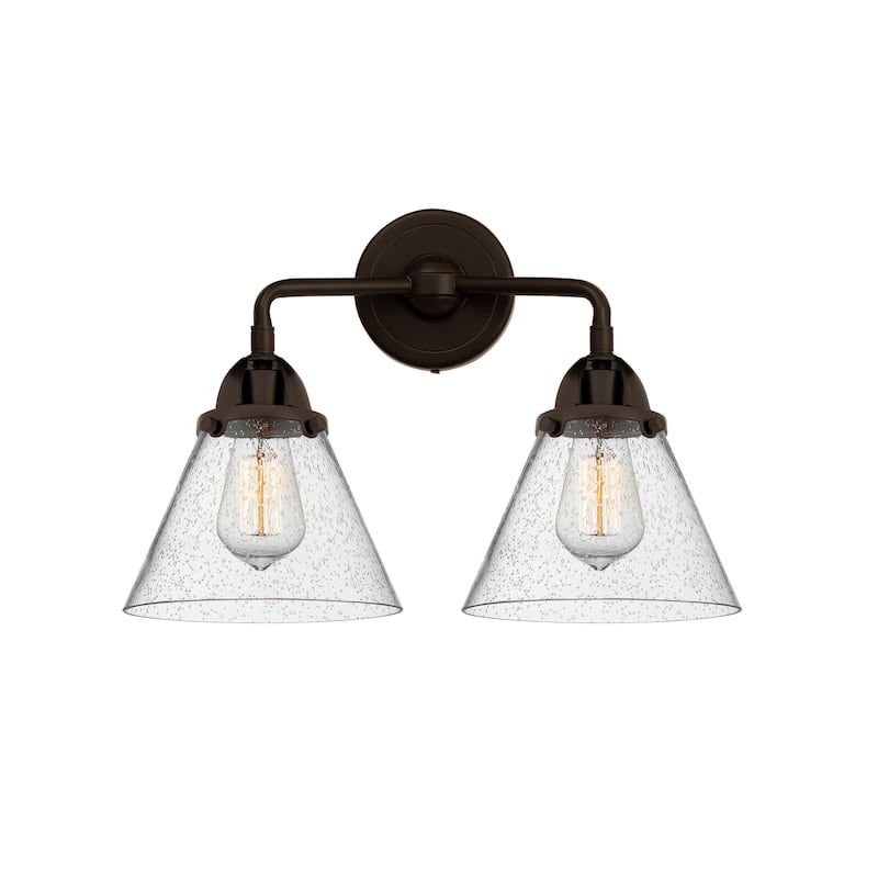Innovations Lighting Nouveau 2 Cone - 2 Light 16" Bath Vanity Light - Oil Rubbed Bronze/Seedy