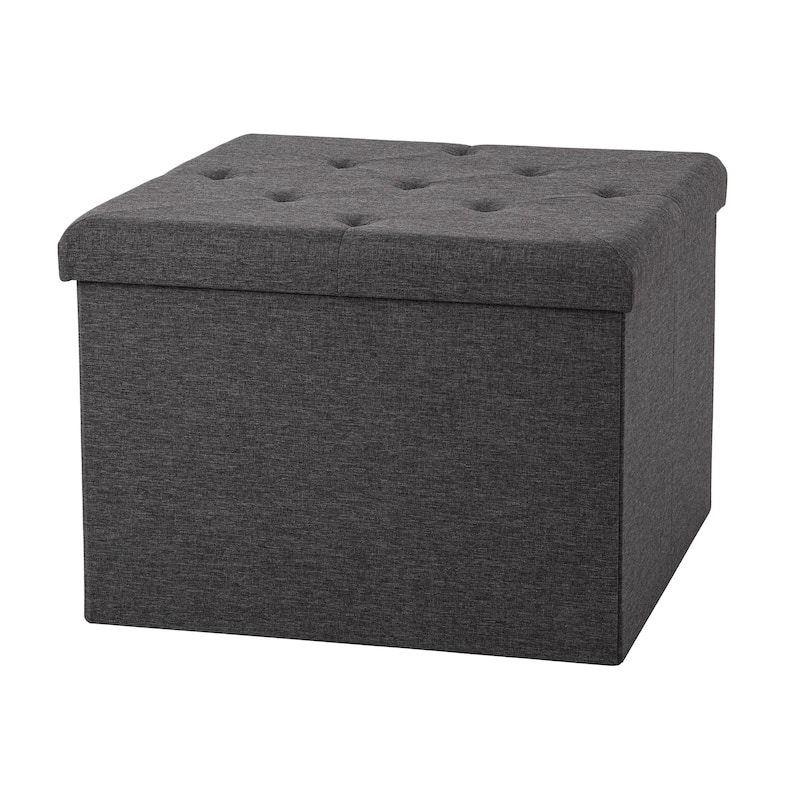 Seville Classics XL Square Storage Ottoman, Modern Gray