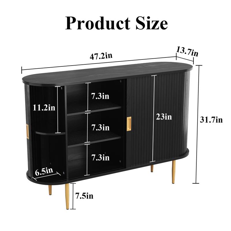 47.2'' Wood Tambour Door Sideboard Storage Cabinet
