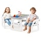 preview thumbnail 21 of 25, Kids Table and Chair Set with Building Blocks - 31" x 19" x 19" (L x W x H)