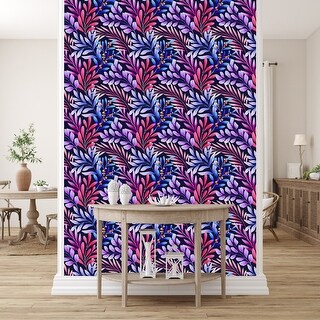 Brightly Leaves on Dark Wallpaper Peel and Stick and Prepasted - Bed ...