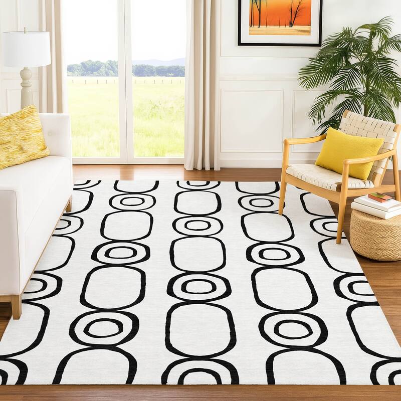 Machine Washable Indoor/ Outdoor Modern Vibe Chantille Rug