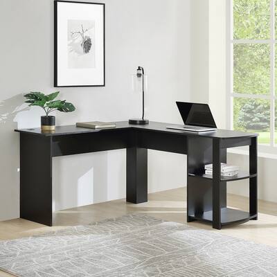 L-Shaped Corner Computer Desk/ Study Workstation with Bookshelves