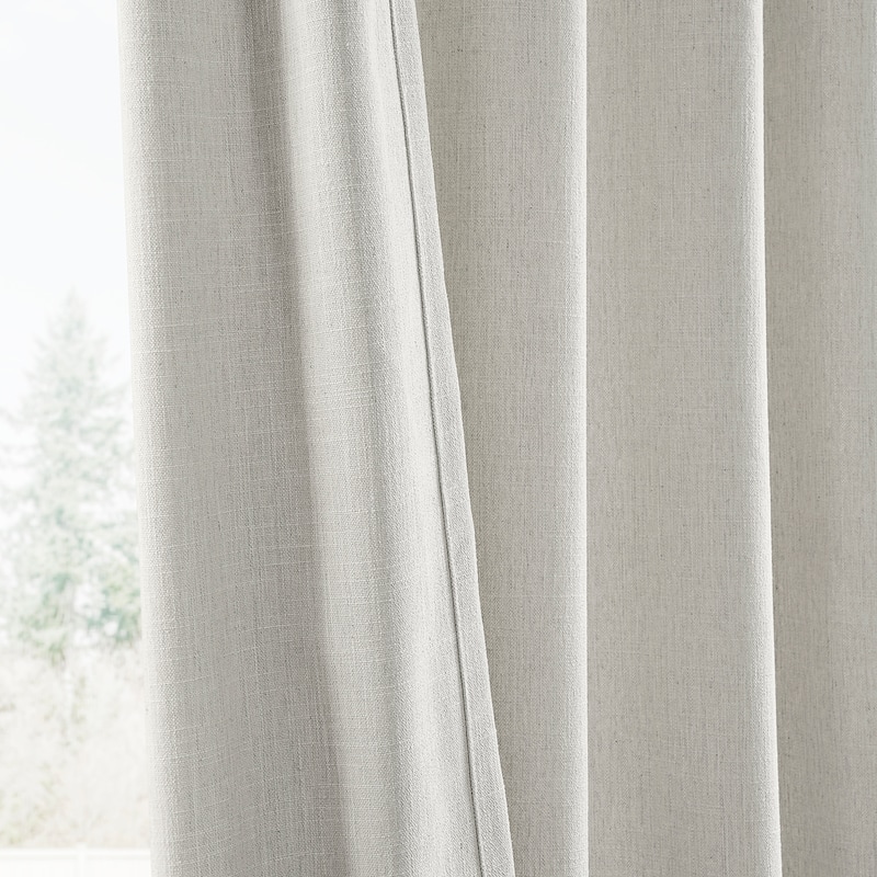 Exclusive Fabrics Basic Faux Linen Curtain Pair - 2 Panels - Light Filtering Window Curtains