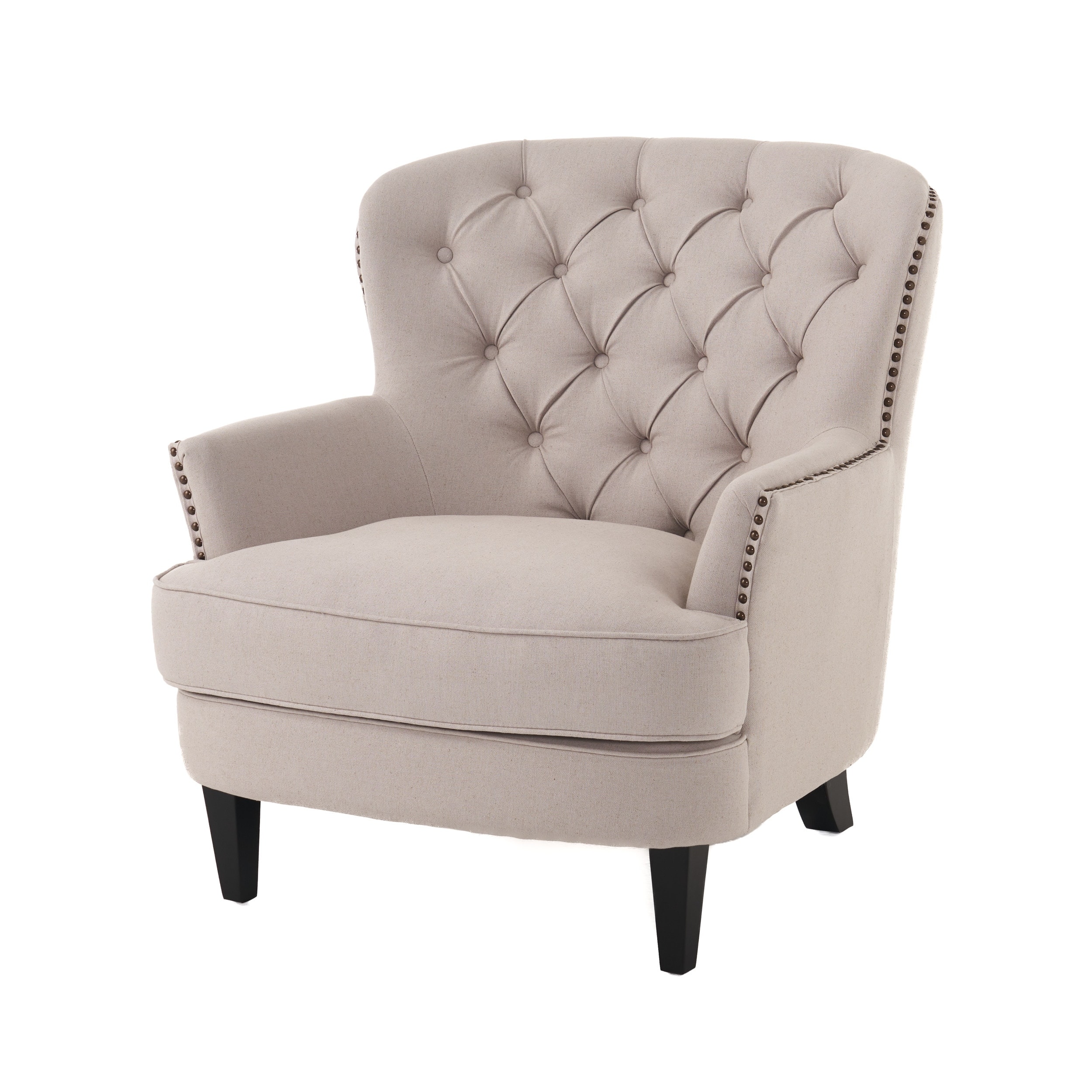 Tafton dark blue discount fabric tufted club chair