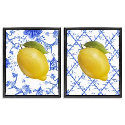 Stupell Classic Chinoiserie Lemons Framed Floater Canvas Wall Art Design By Matthew Piotrowicz (Set of 2)