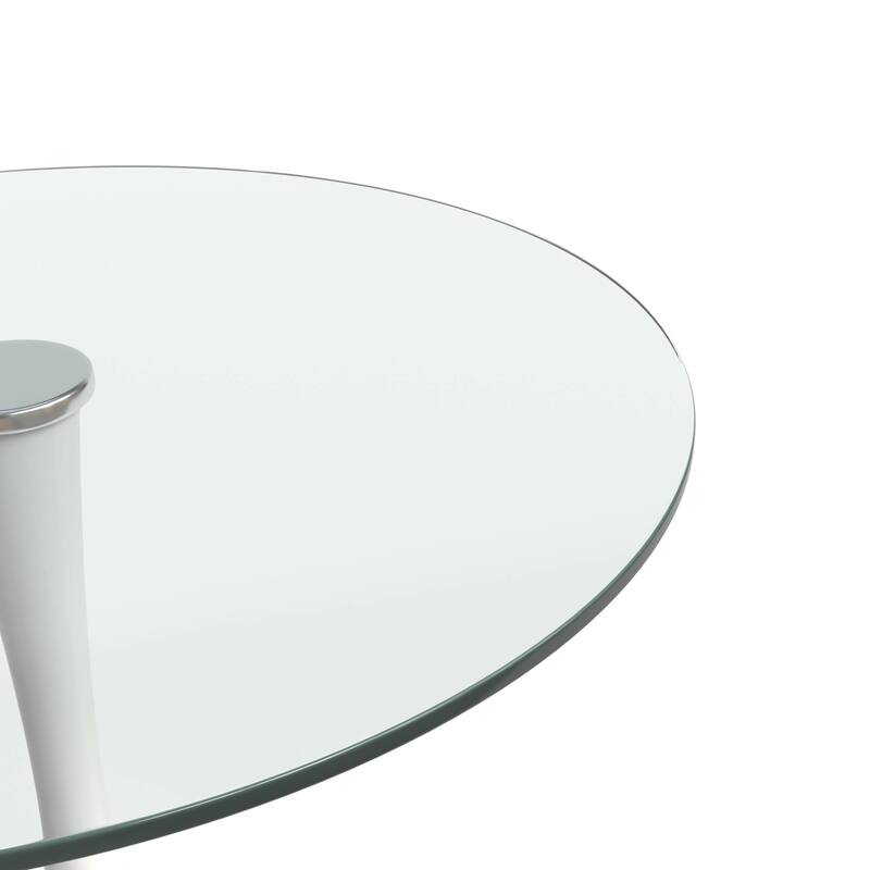 Bristol 35" Round Dining Table for 4 with Glass Top and Iron Pedestal Base for Kitchen and Dining Room