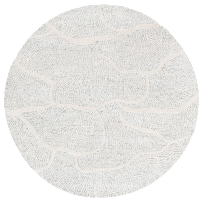 SAFAVIEH Handmade Pine Sucheta Contemporary Wool Rug - 6' Round - Sage Green/Ivory