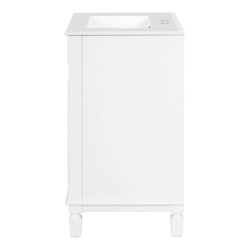 24" Bathroom Vanity with Ceramic Sink - Compact Bathroom Sink Cabinet