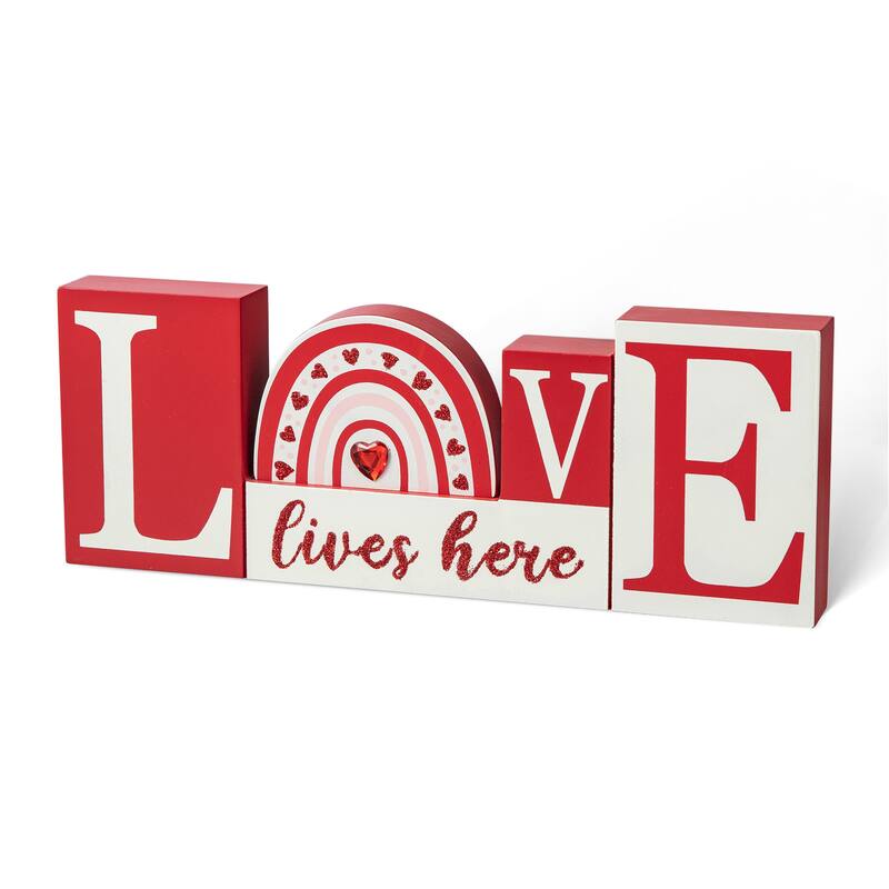 Glitzhome 4.25"H Valentine's Wooden LOVE Table Decor