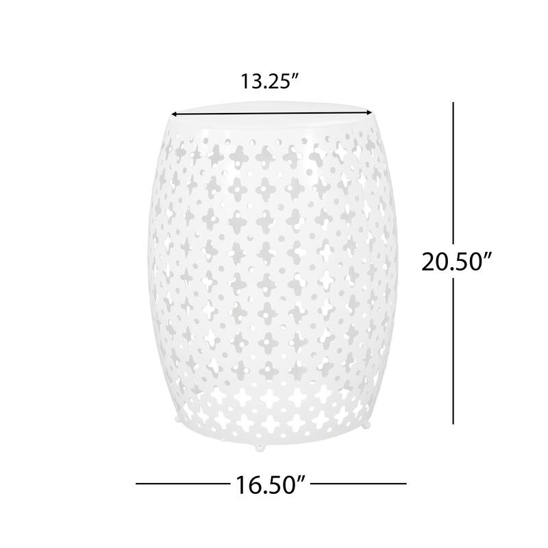 Metal end Table End Table,Round Side Table with Hollow Drum Design,Accent Table for Outdoor and Indoor Use
