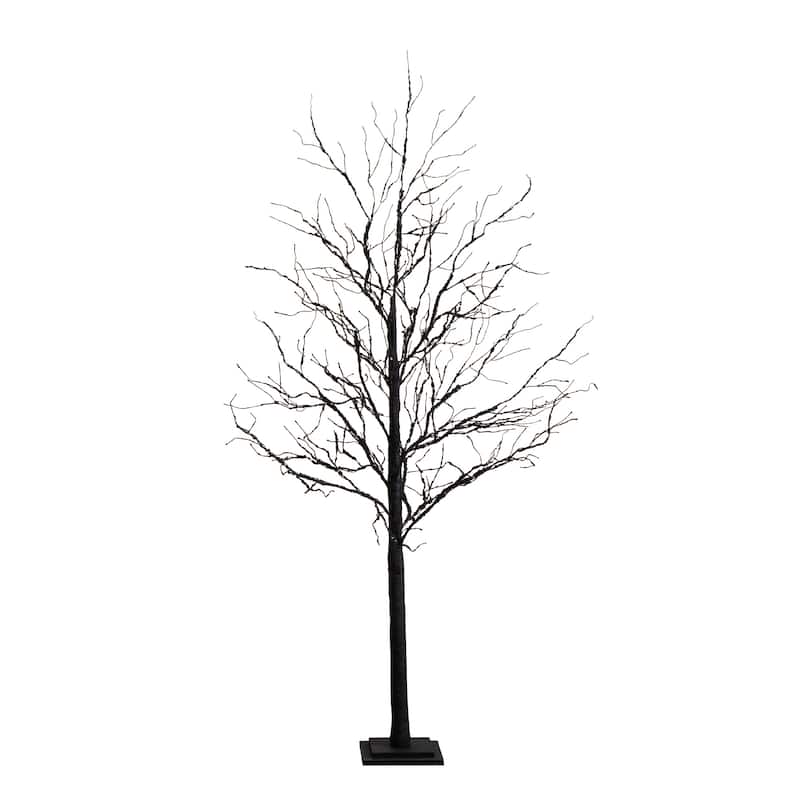 Pre-Lit Artificial Halloween Twig Tree - 6' - Black - Orange and Purple LED Lights