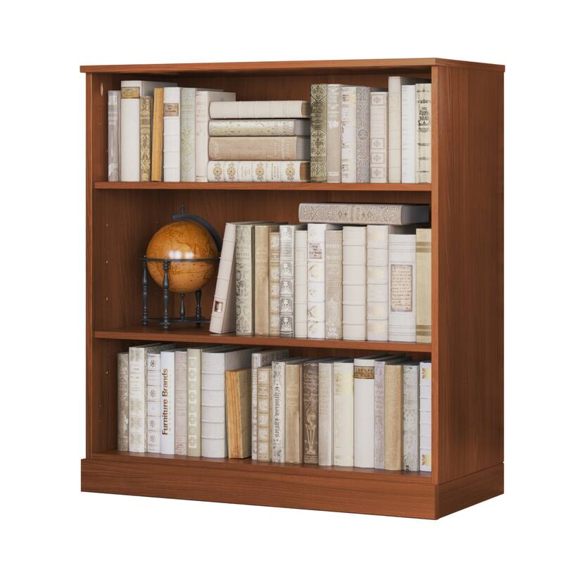 Palace Imports 100% Solid Wood 3-Shelf Bookcase, Adjustable Shelves, 32" Wide, 35.75" Tall