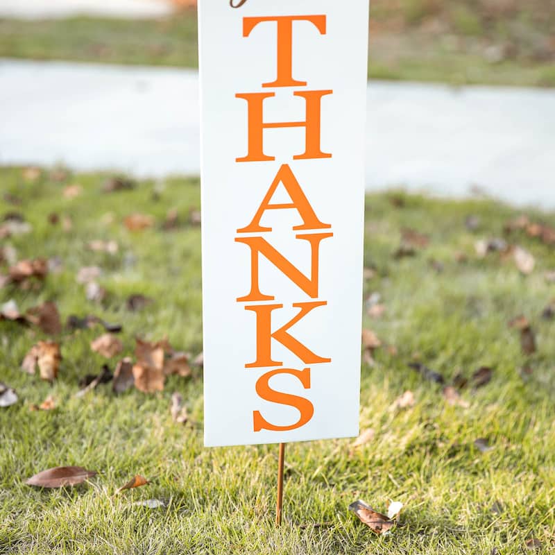 Glitzhome 36"H Thanksgiving Metal Turkey Give Thanks Yard Stake