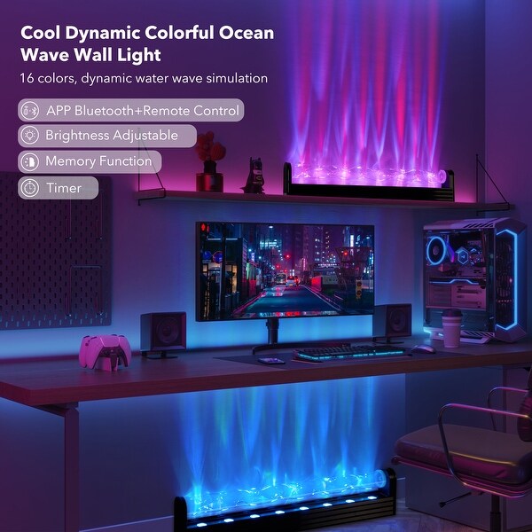 RGB Ocean Wave Lights Projector Lamp, Knetic Aurora Led Ambient