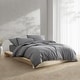 preview thumbnail 7 of 52, Calvin Klein Washed Percale Solid Cotton Duvet Cover Set