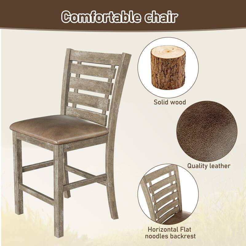 Set of 2 Dining Counter Height Chairs