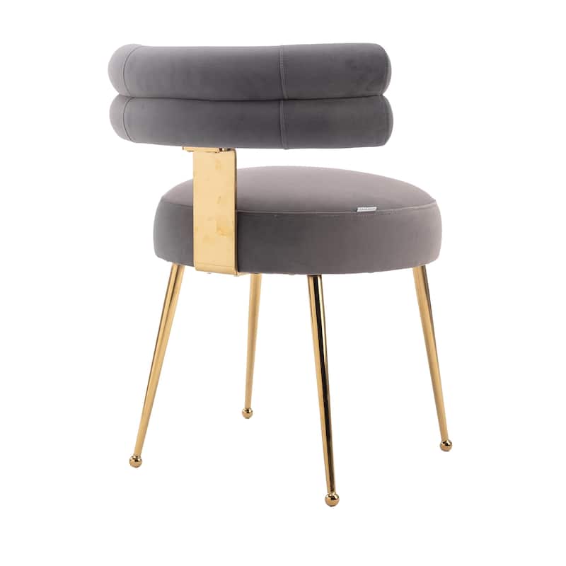 Velvet Upholstered Tubulous Side Dining Chair with Golden Legs(set of 2)