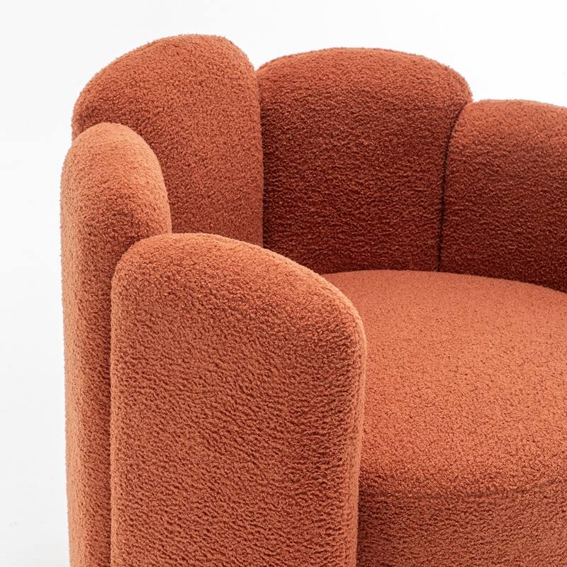 SEYNAR Modern Glam Teddy Fabric Upholstered Round Accent Chair with Flower Shaped Back Design Set of 2