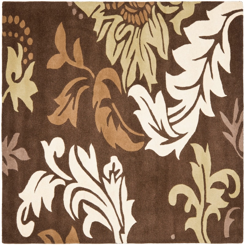 SAFAVIEH Handmade Soho Kristyn N.Z. Wool Rug - 6' Square - Brown/Multi