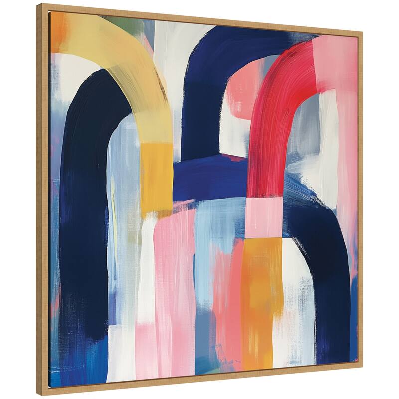 Kate and Laurel Joyful Abstract by The Creative Bunch Studio Framed Canvas Wall Art Print - 30 x 30 - Brown