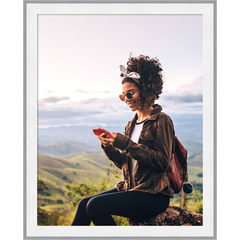 Maya Picture Frame, Photo Frame - 22x28 - Maya White Silver